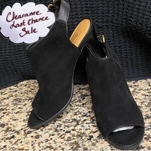 G. H. Bass & Co. Women's Peyyton Slingback Heels Black Suede & Leather Size 8